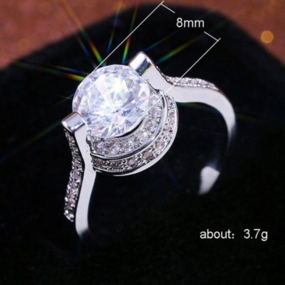 NEW BEAUTIFUL 925 STERLING SILVER DIAMOND RING - Picture 2 of 4